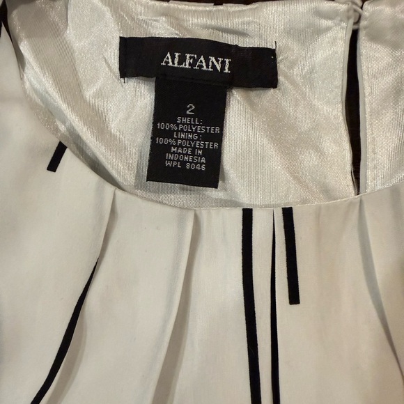 Alfani White Black Abstract Stripe Sleeveless Shift Dress Size 2 - Picture 5 of 11